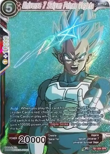 Universe 7 Saiyan Prince Vegeta (SPR) (TB1-004), Tournament of Power — DB Super card price