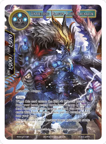 Unyielding Dragon Lord, Ragnarok (Full Art) (WOM-061), Winds of the Ominous Moon — Force of Will card price