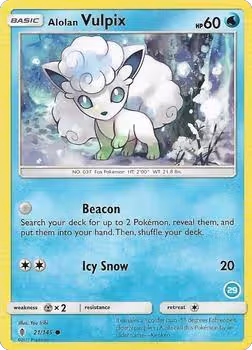 Alolan Vulpix (29) (21/145), SM Trainer Kit: Alolan Sandslash & Alolan Ninetales — Pokémon card price