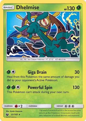Dhelmise (22/168), SM - Celestial Storm — Pokémon card price