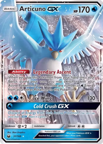 Articuno GX (31/168), SM - Celestial Storm — Pokémon card price