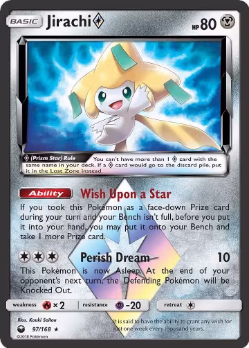 Jirachi Prism Star (97/168), SM - Celestial Storm — Pokémon card price