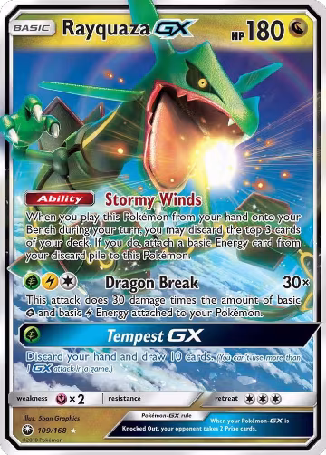 Rayquaza GX (109/168), SM - Celestial Storm — Pokémon card price