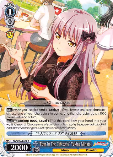 "Four In The Cafeteria" Yukina Minato (BD/W54-E072 R), BanG Dream! Girls Band Party! — Weiß Schwarz card price
