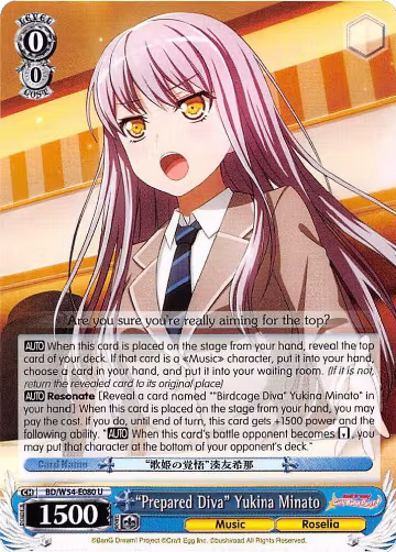 "Prepared Diva" Yukina Minato (BD/W54-E080 U), BanG Dream! Girls Band Party! — Weiß Schwarz card price