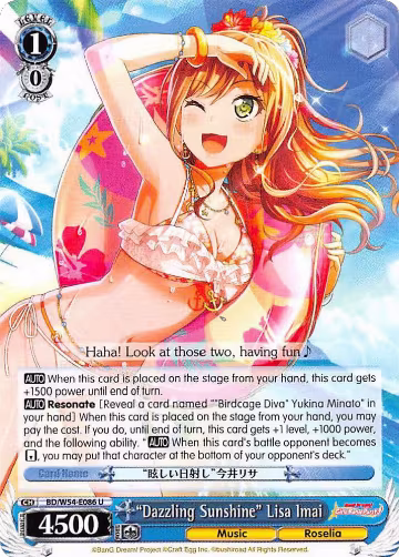 "Dazzling Sunshine" Lisa Imai (BD/W54-E086 U), BanG Dream! Girls Band Party! — Weiß Schwarz card price