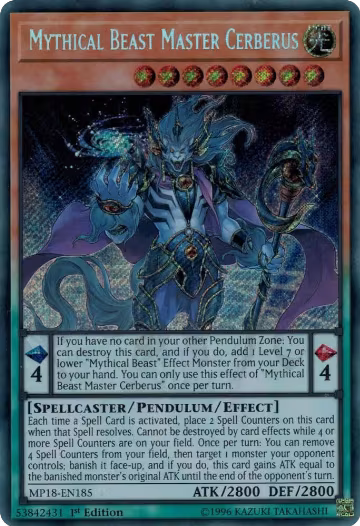 Mythical Beast Master Cerberus (MP18-EN185) — card price