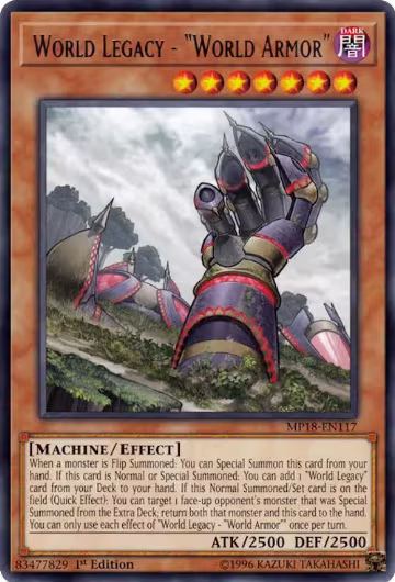 World Legacy - "World Armor" (MP18-EN117), 2018 Mega-Tins Mega Pack — Yu-Gi-Oh! card price