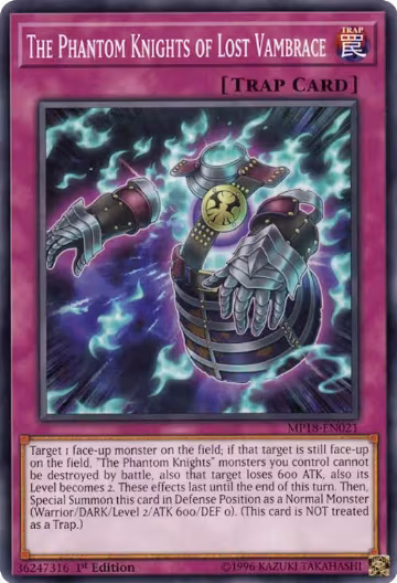 The Phantom Knights of Lost Vambrace (MP18-EN021), 2018 Mega-Tins Mega Pack — Yu-Gi-Oh! card price