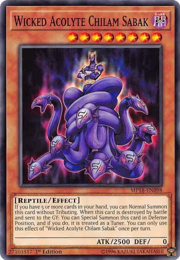 Wicked Acolyte Chilam Sabak (MP18-EN098), 2018 Mega-Tins Mega Pack — Yu-Gi-Oh! card price