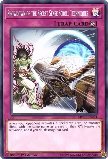 Showdown of the Secret Sense Scroll Techniques (MP18-EN221), 2018 Mega-Tins Mega Pack — Yu-Gi-Oh! card price