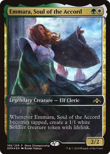 Emmara, Soul of the Accord (168), Game Day & Store Championship Promos — Magic card price
