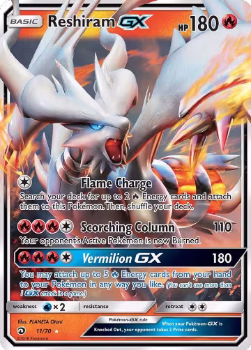 Reshiram GX (11/70), Dragon Majesty — Pokémon card price