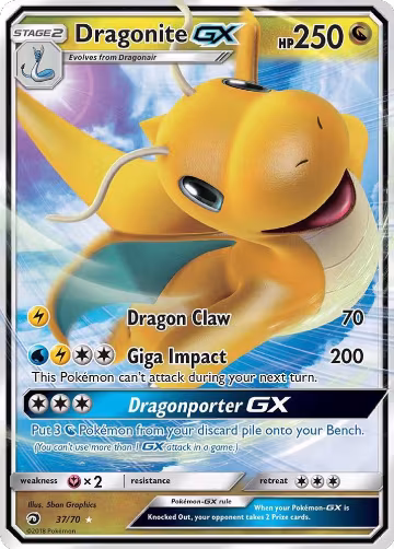 Dragonite GX (37/70), Dragon Majesty — Pokémon card price