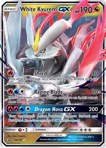 White Kyurem GX (48/70), Dragon Majesty — Pokémon card price