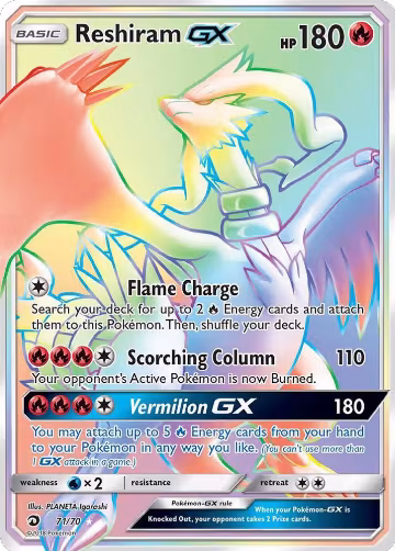 Reshiram GX (Secret) (71/70), Dragon Majesty — Pokémon card price