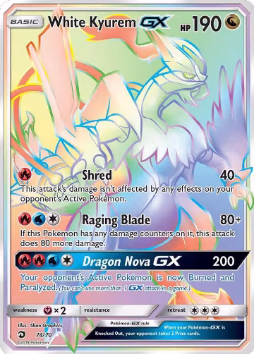 White Kyurem GX (Secret) (74/70), Dragon Majesty — Pokémon card price