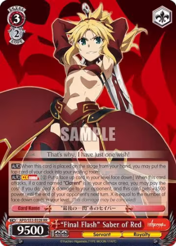 "Final Flash" Saber of Red (APO/S53-E028 RR) — card price