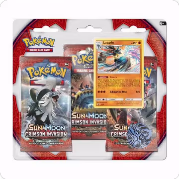 Crimson Invasion 3 Pack Blister [Lucario], SM - Crimson Invasion — Pokémon sealed product price