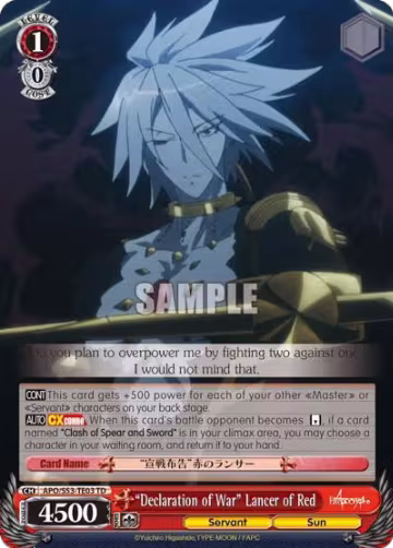 "Declaration of War" Lancer of Red (APO/S53-TE03 TD), Fate/Apocrypha — Weiß Schwarz card price