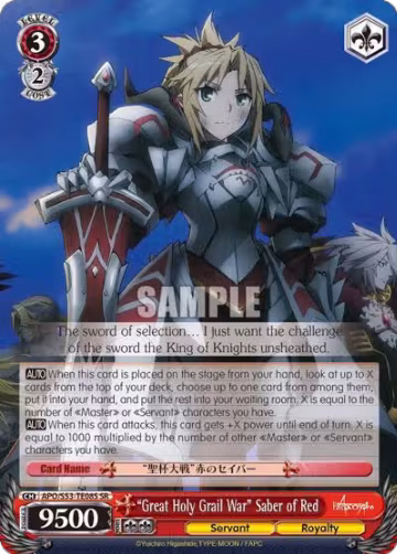 "Great Holy Grail War" Saber of Red (SR) (APO/S53-TE08S SR), Fate/Apocrypha — Weiß Schwarz card price