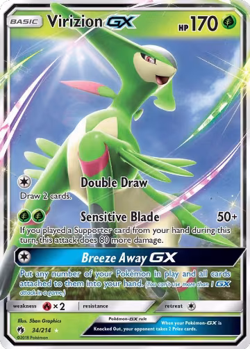 Virizion GX (34/214), SM - Lost Thunder — Pokémon card price
