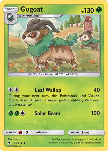 Gogoat (36/214), SM - Lost Thunder — Pokémon card price