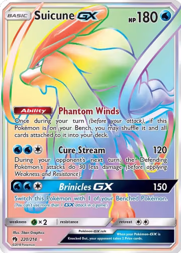 Suicune GX (Secret) (220/214), SM - Lost Thunder — Pokémon card price