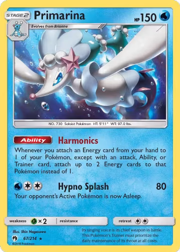 Primarina (67/214), SM - Lost Thunder — Pokémon card price