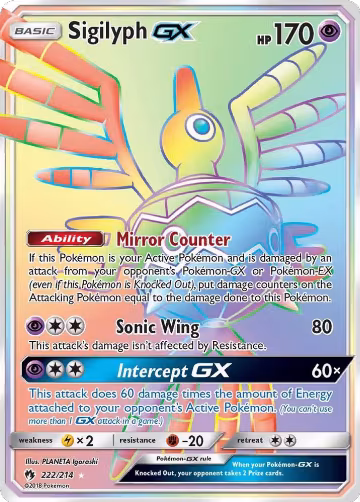 Sigilyph GX (Secret) (222/214), SM - Lost Thunder — Pokémon card price