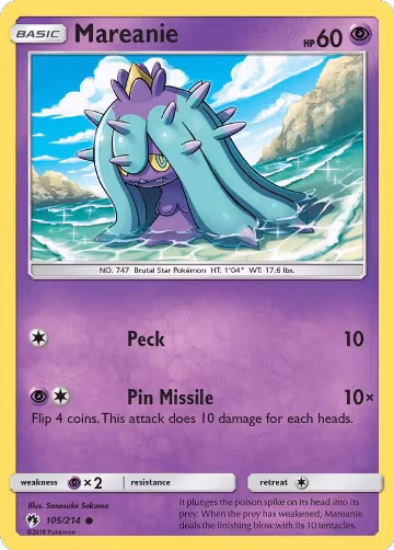 Mareanie (105) (105/214), SM - Lost Thunder — Pokémon card price