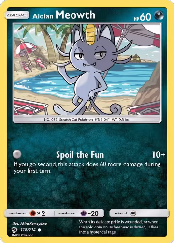 Alolan Meowth (118/214), SM - Lost Thunder — Pokémon card price