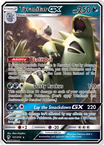 Tyranitar GX (121/214), SM - Lost Thunder — Pokémon card price