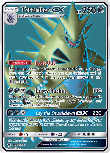 Tyranitar GX (Full Art) (203/214), SM - Lost Thunder — Pokémon card price
