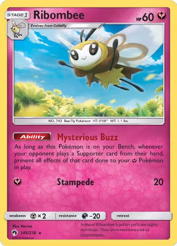 Ribombee (146/214), SM - Lost Thunder — Pokémon card price