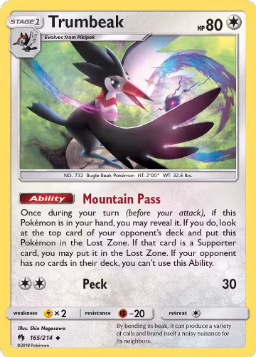 Trumbeak (165/214), SM - Lost Thunder — Pokémon card price