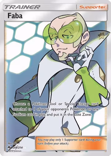 Faba (Full Art) (208/214), SM - Lost Thunder — Pokémon card price