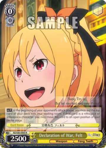 Declaration of War, Felt (RZ/S46-E005 R), ZERO — Weiß Schwarz card price