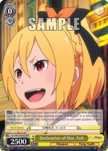 Declaration of War, Felt (RRR) (RZ/S46-E005R RRR), ZERO — Weiß Schwarz card price