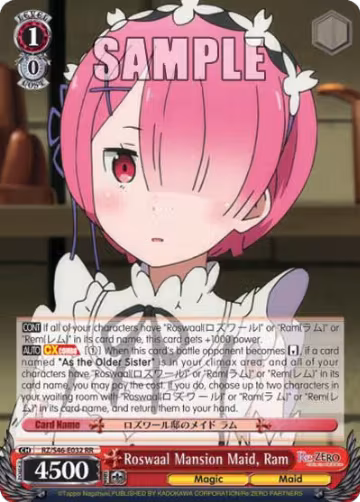 Roswaal Mansion Maid, Ram (RZ/S46-E032 RR), ZERO — Weiß Schwarz card price