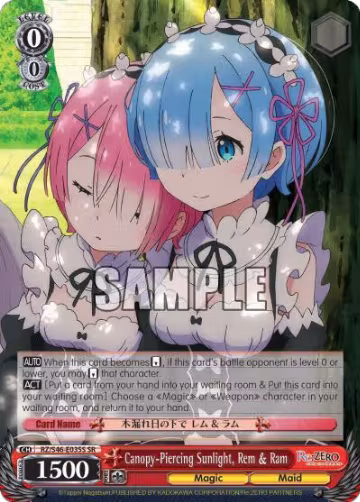Canopy-Piercing Sunlight, Rem & Ram (SR) (RZ/S46-E035S SR), ZERO — Weiß Schwarz card price