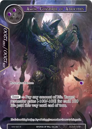 Amon, Conspirer of Atrocities (Full Art) (SNV-081), The Strangers of New Valhalla — Force of Will card price