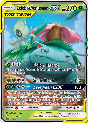 Celebi & Venusaur GX (1/181), SM - Team Up — Pokémon card price