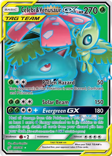 Celebi & Venusaur GX (Full Art) (159/181), SM - Team Up — Pokémon card price