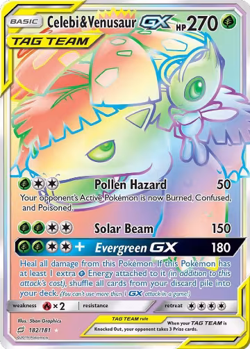Celebi & Venusaur GX (Secret) (182/181), SM - Team Up — Pokémon card price