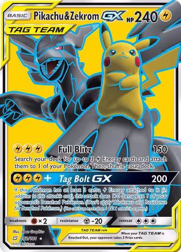 Pikachu & Zekrom GX (Full Art) (162/181), SM - Team Up — Pokémon card price