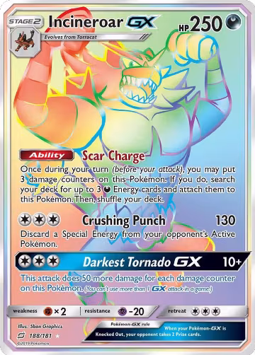 Incineroar GX (Secret) (188/181), SM - Team Up — Pokémon card price