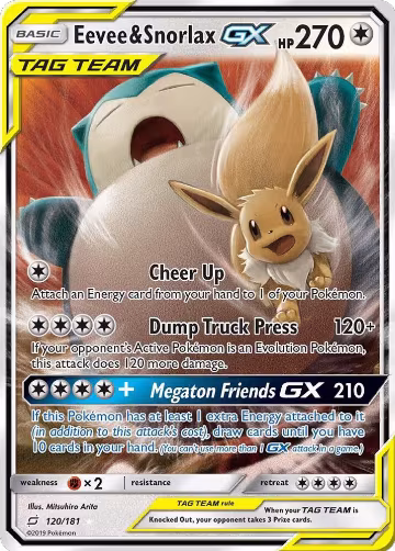Eevee & Snorlax GX (120/181), SM - Team Up — Pokémon card price