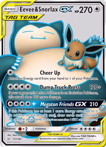 Eevee & Snorlax GX (Full Art) (171/181), SM - Team Up — Pokémon card price