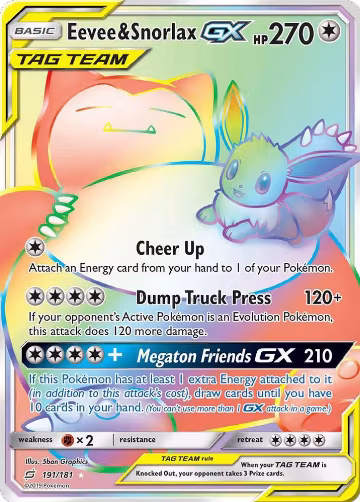 Eevee & Snorlax GX (Secret) (191/181), SM - Team Up — Pokémon card price